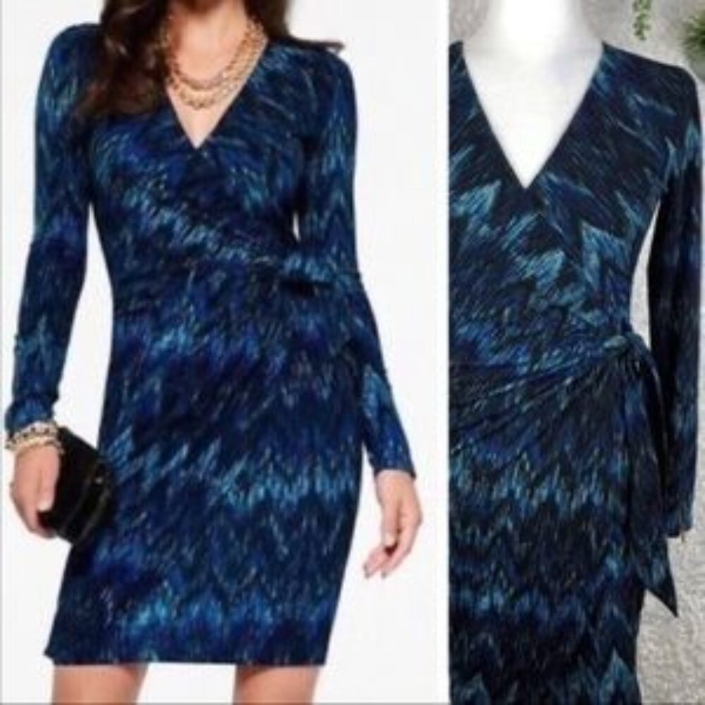 Cache Chevron Knit Faux Wrap Dress Size 0